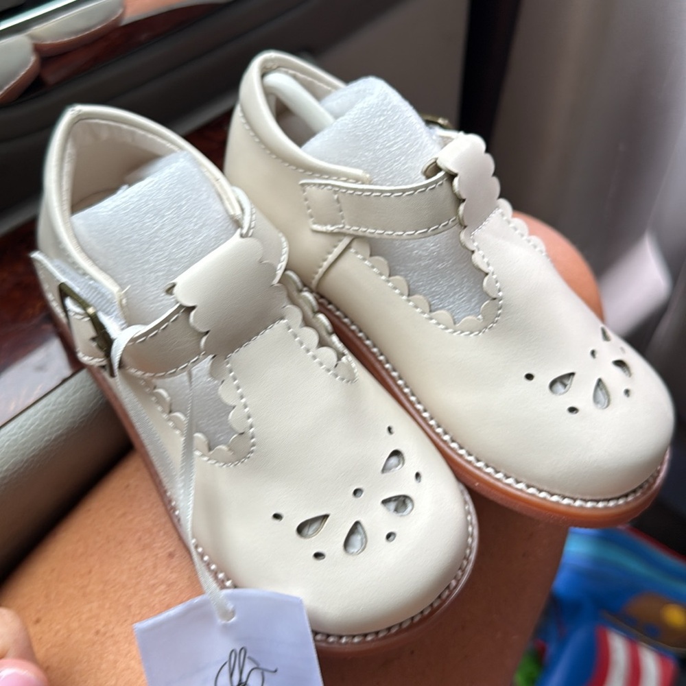 Charming Cream Kids Dress Shoes
